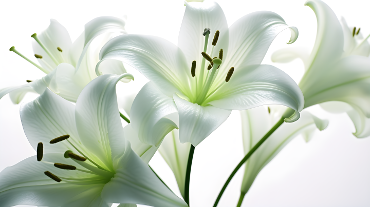 透明明亮的风格白色百合花摄影版权图片下载