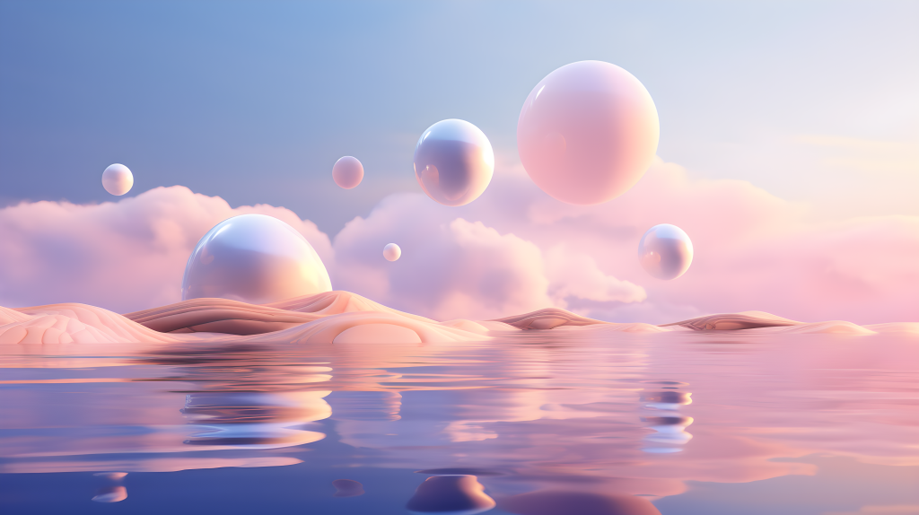 碧水蓝天紫色行星科技未来摄影图片