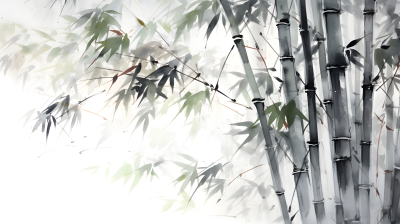 竹子近距离水墨画摄影图