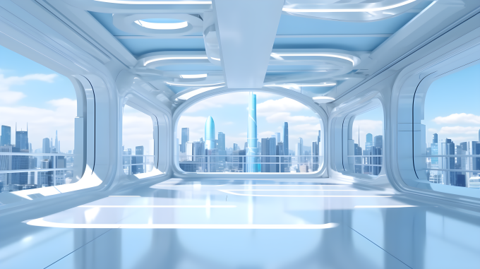 未来蓝白商务办公室摄影图