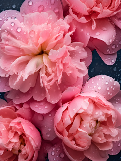 清晨水珠唯美粉色花朵摄影图