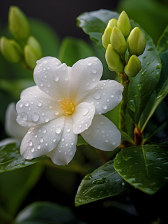 花朵上的水珠清晨唯美摄影图