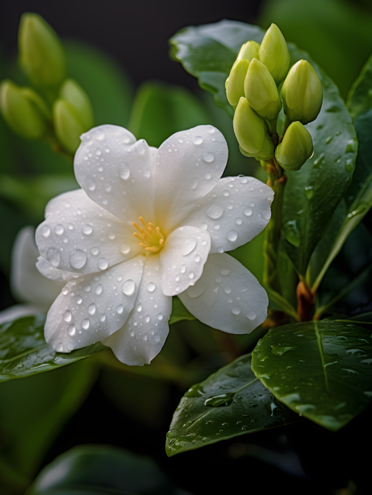 花朵上的水珠清晨唯美摄影图版权图片下载