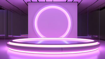 未来科技风格紫光圆形展示柜摄影图