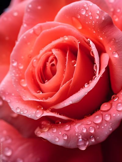 清晨细雨玫瑰花水珠摄影图