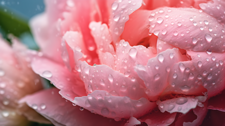 漂亮粉色花瓣上的水珠摄影图版权图片下载
