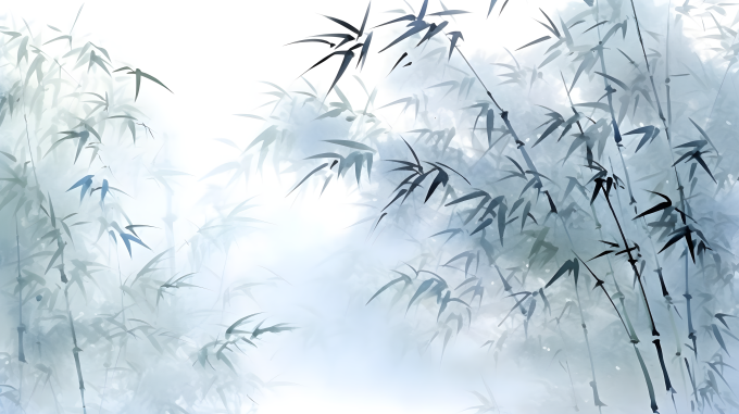 自然光下的竹子近景水墨画摄影图