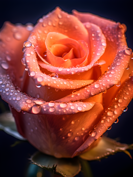 自然光下的玫瑰花落满清晨水珠摄影图版权图片下载