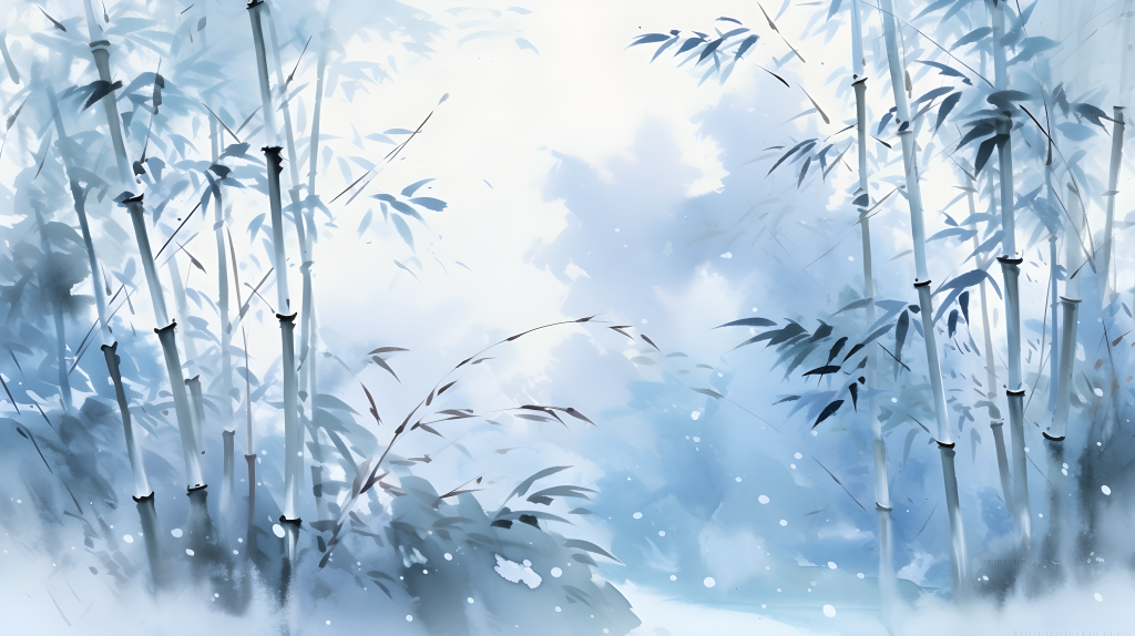 清新自然的竹子水墨画摄影版权图片下载