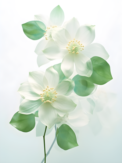 清新花卉白底透明风格摄影图片