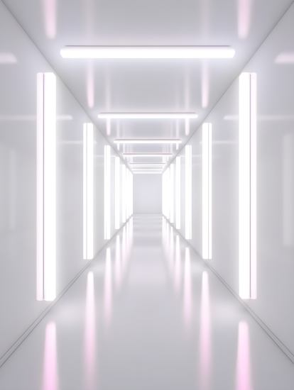 极简白色霓虹光走廊摄影图