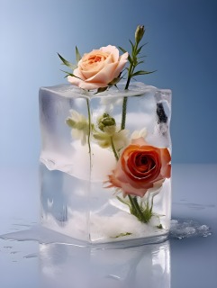 冰镶花朵摄影图片