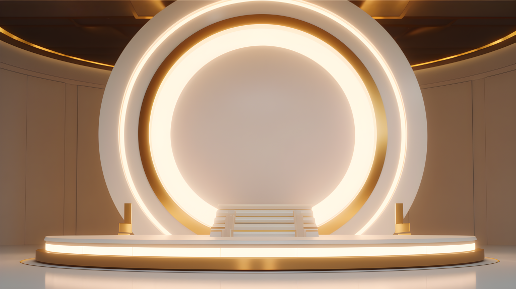 未来展示台金色灯光摄影图