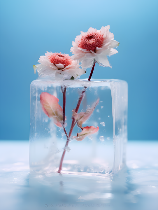 冰冻鲜花创意摄影版权图片下载