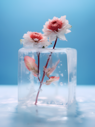 冰冻鲜花创意摄影图片