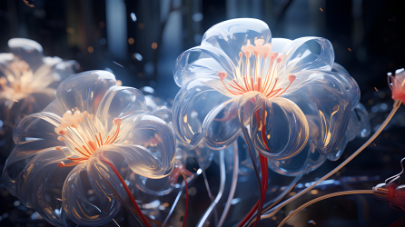 电子气息的透明塑料花卉摄影