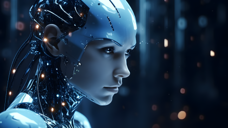 蓝色科技人工智能机器人摄影图片