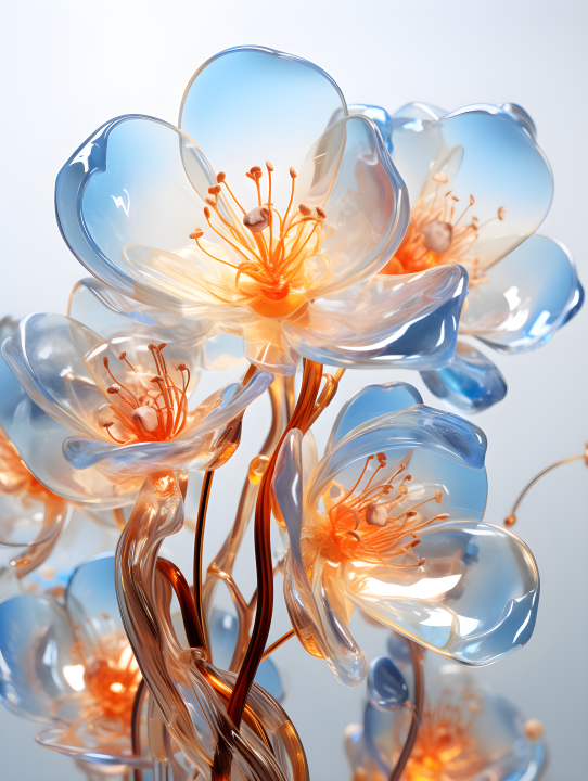 橙色花蕊未来有机花朵摄影图版权图片下载