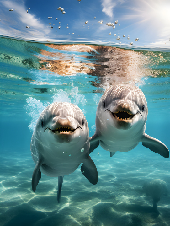清新海洋动物海豚近景摄影图版权图片下载