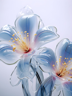 超现实主义玻璃纹理花朵摄影图