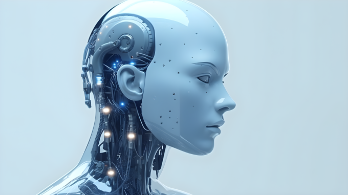 科技风人工智能机器人侧脸摄影图片