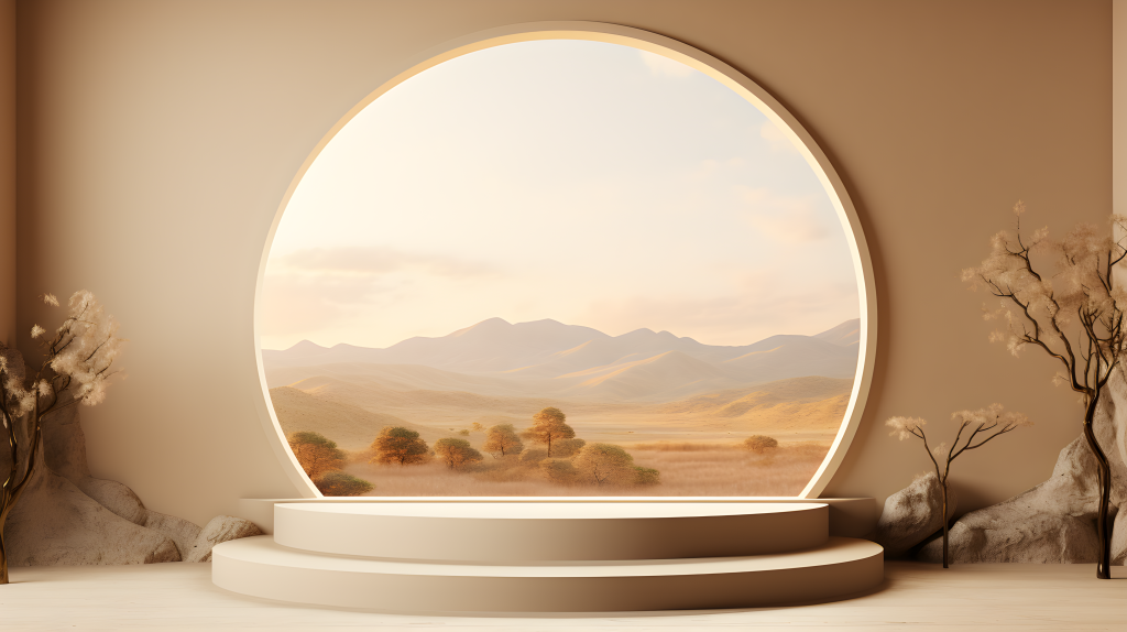 白色搭配米色的空房间窗景摄影版权图片下载