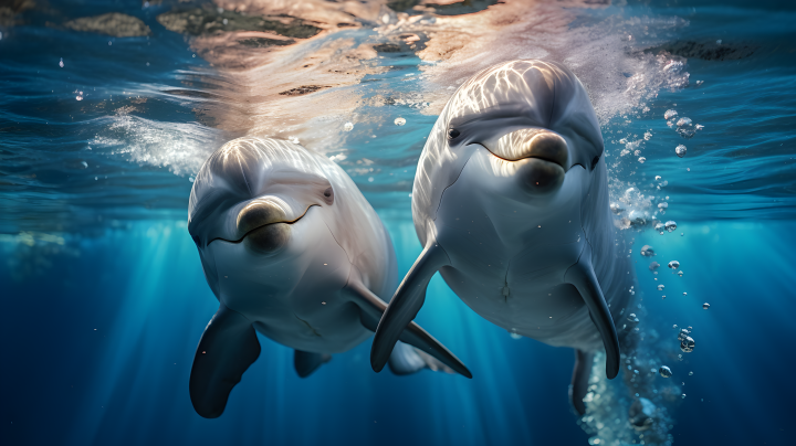 可爱海豚海洋环境保护摄影图版权图片下载