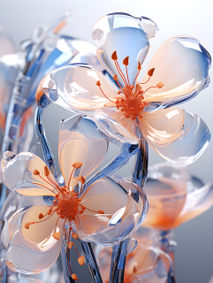 玻璃纹理有机花朵摄影图片