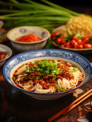 中国美食肉臊面摄影图片