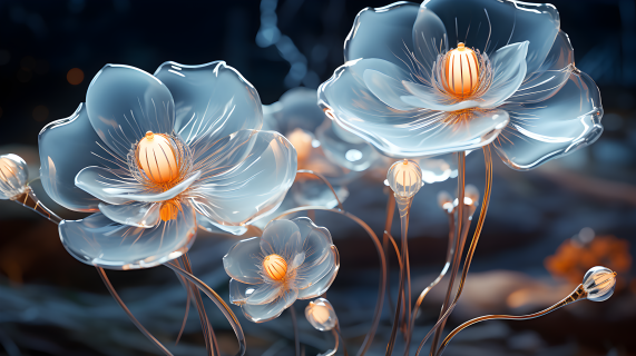 数字植物透明纹理花朵摄影图