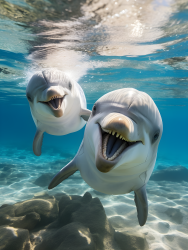清新海洋环境保护可爱海豚摄影图
