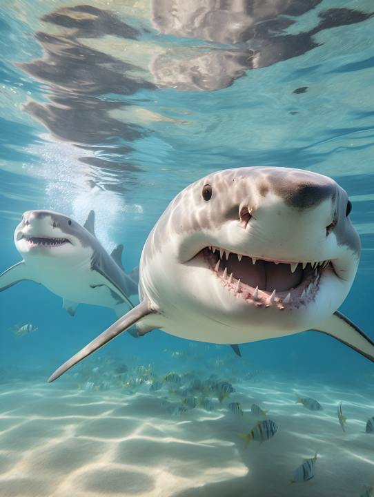 海洋生态中的鲨鱼高清摄影图版权图片下载