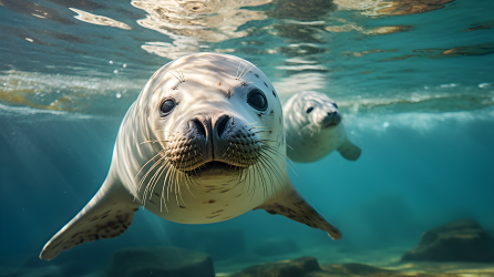 海洋生物可爱海豹摄影图