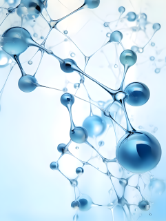 微观分子结构的光蓝与白色摄影图片