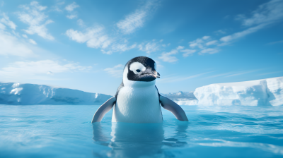 海洋上的企鹅摄影图
