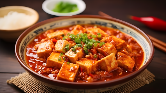 中国美食麻婆豆腐摄影图