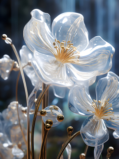 透明材质的立体感花朵摄影图