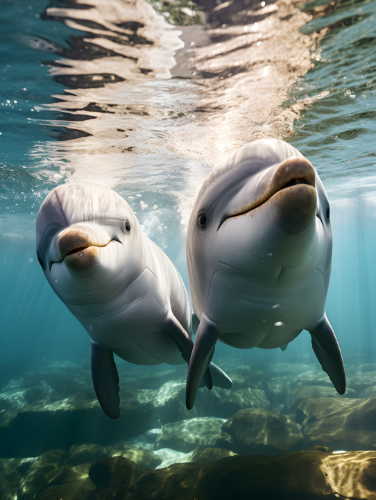 宁静海洋自由自在的海豚动物摄影版权图片下载