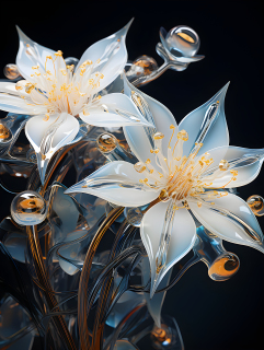 透明材质的未来花朵摄影图
