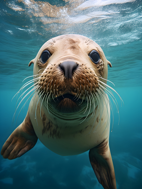 水里玩耍的海豹摄影图版权图片下载