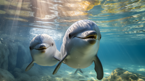 清新海洋生态可爱海豚高清摄影图