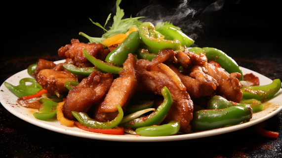 中国美食辣椒炒肉摄影图片