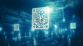 蓝色发光体二维码未来科幻摄影图