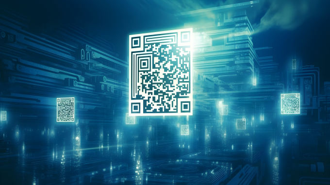 蓝色发光体二维码未来科幻摄影图