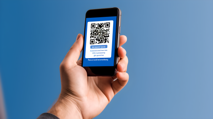 手持手机展示二维码真实摄影图