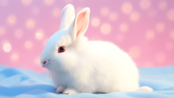软萌白兔子摄影图