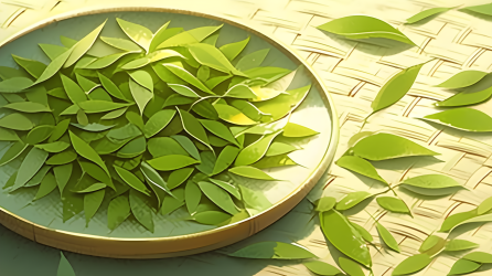 缅甸风格下的绿茶叶蜜浸摄影图片
