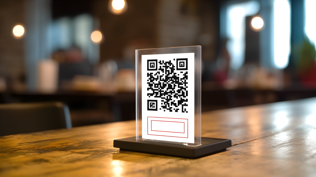 未来高科技风格塑料菜单二维码支架摄影图