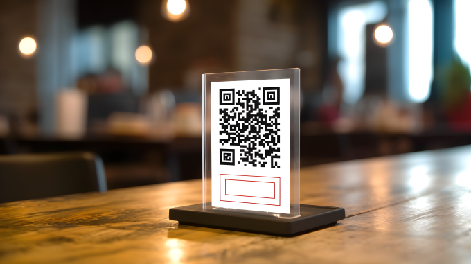 未来高科技风格塑料菜单二维码支架摄影图