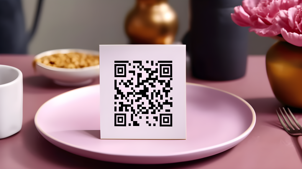 二维码餐盘布置唯美的餐厅摄影图片